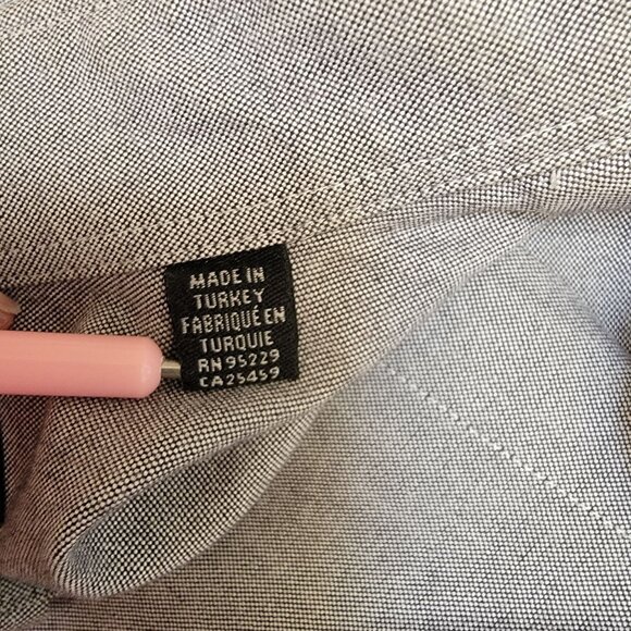 Ted Baker Mens Button-Up Shirt Gray Long Sleeve Oxford Style W/ Embroidered Logo - Picture 3 of 4